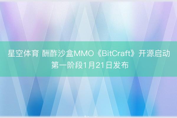 星空体育 酬酢沙盒MMO《BitCraft》开源启动 第一阶段1月21日发布